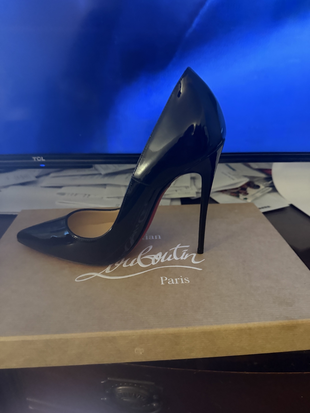 Christian Louboutin Black Patent Pointed-Toe Stiletto